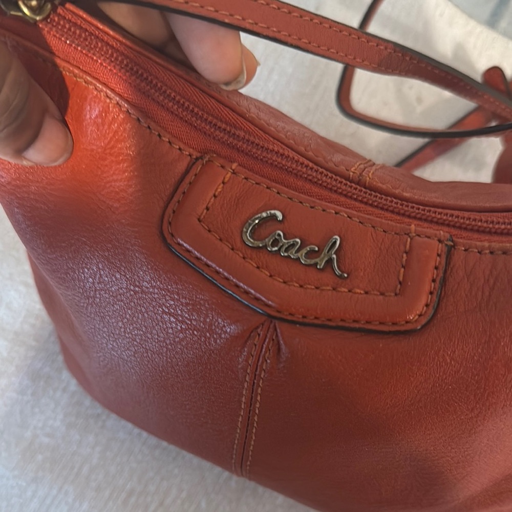 Authentic Coach Red Leather Crossbody Bag - Picture 7 of 9